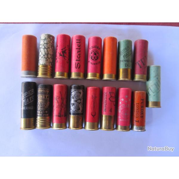 Lot de 17 Cartouches de collection Cal 12 en carton