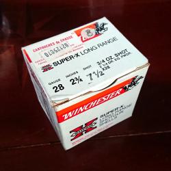 Boite de 25 Cartouches de chasse Winchester calibre 28/70(2-3/4inches) plomb n&deg;7,1/2.