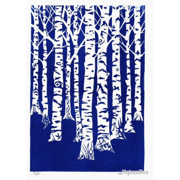 "Ta�ga" Linogravure artisanale sign�e Spada