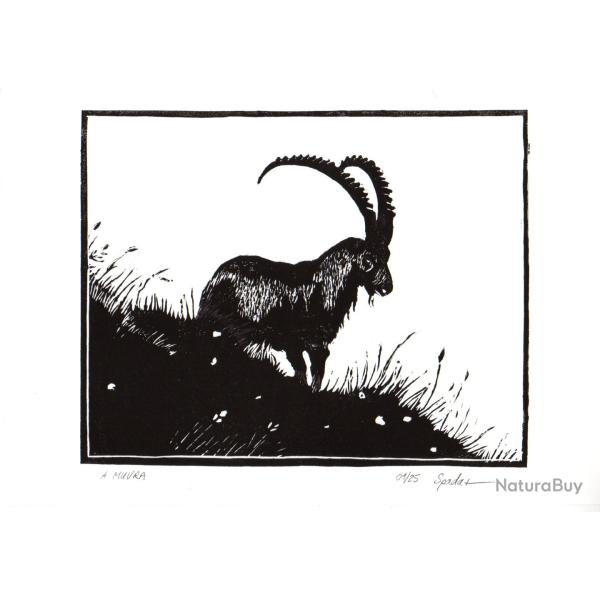 A Muvra, linogravure artisanale sign�e Spada