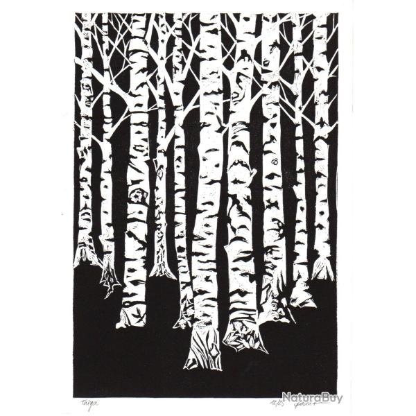 "Ta�ga" Linogravure originale sign�e Spada