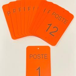 Num&eacute;ro de poste ou battue 1 &agrave; 12 orange