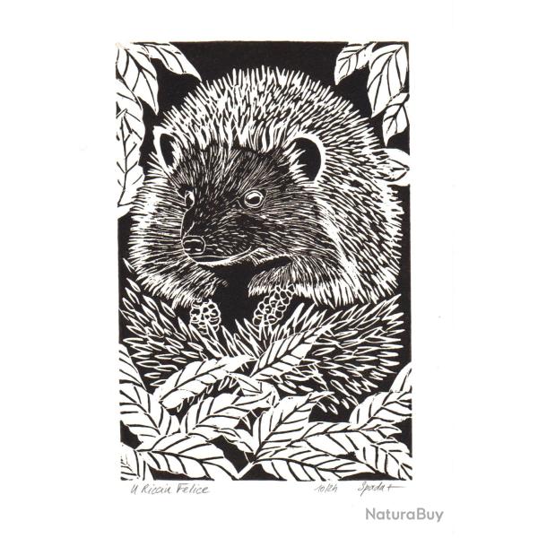 "Ricciu felice", linogravure originale sign�e Spada