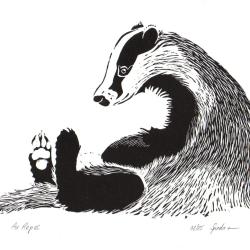 "Au repos", linogravure originale sign&eacute;e Spada