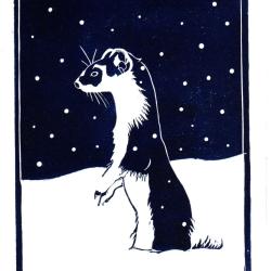 "Premi&egrave;re neige", linogravure originale sign&eacute;e Spada