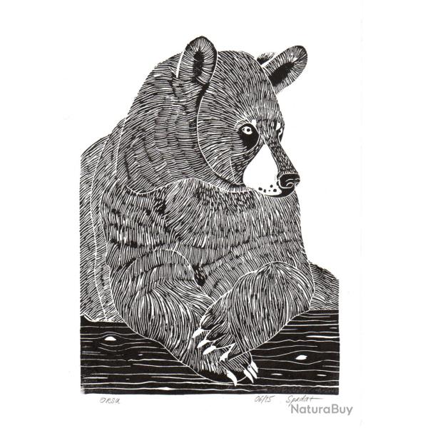 Orsu, linogravure originale sign�e Spada