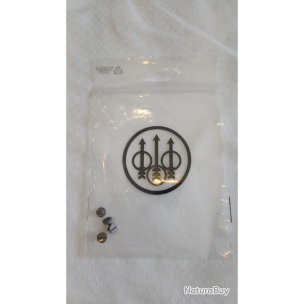 4 VIS DE PLAQUETTE TETE FENDU EN INOX MAT POUR BERETTA 92FS / 92S /m9 / 92a1 /96a1 / 92