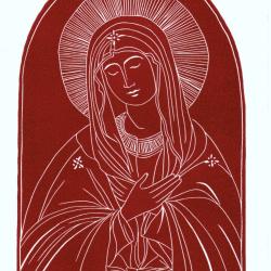 Vierge Corse, linogravure artisanale sign&eacute;e Spada
