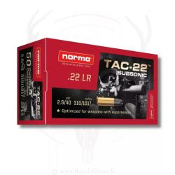 50 balles TAC-22 SUBSONIC Cal.22LR 40GRS NORMA