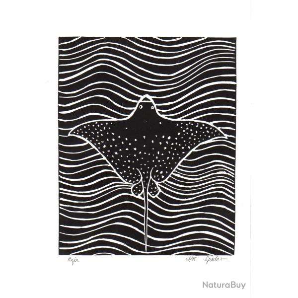 Raie, linogravure artisanale sign�e Spada