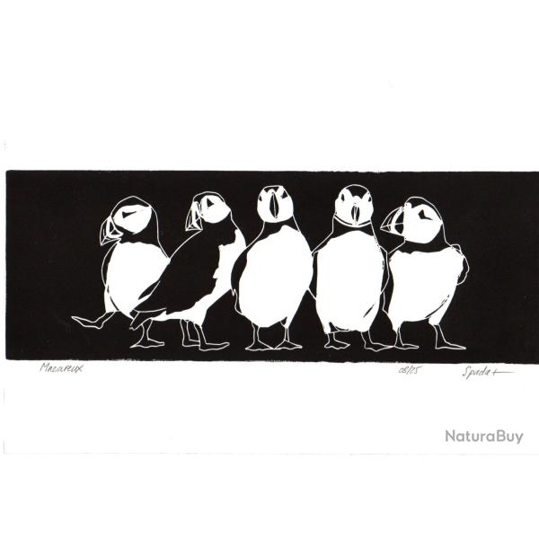 "Macareux" lithographie originale sign�e Spada