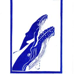 "M&egrave;re et fille", linogravure artisanale sign&eacute;e Spada