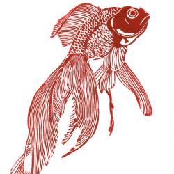 "Poisson combattant" linogravure artisanale sign&eacute;e Spada