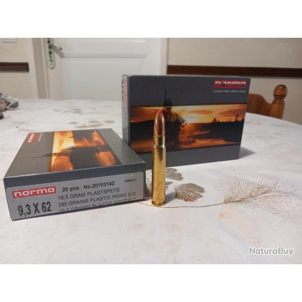 balles 9,3 x 62 norma plastique point 18,5 gr 285 grains