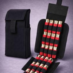 Porte-Cartouches 12GA 25 Coups - Pochette Molle Tactique pour Fusil de Chasse & Outdoor - Noir