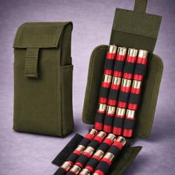Porte-Cartouches 12GA 25 Coups - Pochette Molle Tactique pour Fusil de Chasse & Outdoor - Vert