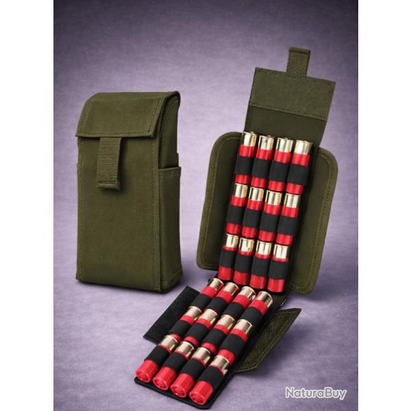 Porte-Cartouches 12GA 25 Coups - Pochette Molle Tactique pour Fusil de Chasse & Outdoor - Vert