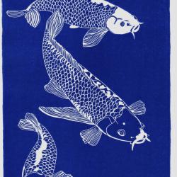 Carpes ko&iuml;s, linogravure originale sign&eacute;e Spada