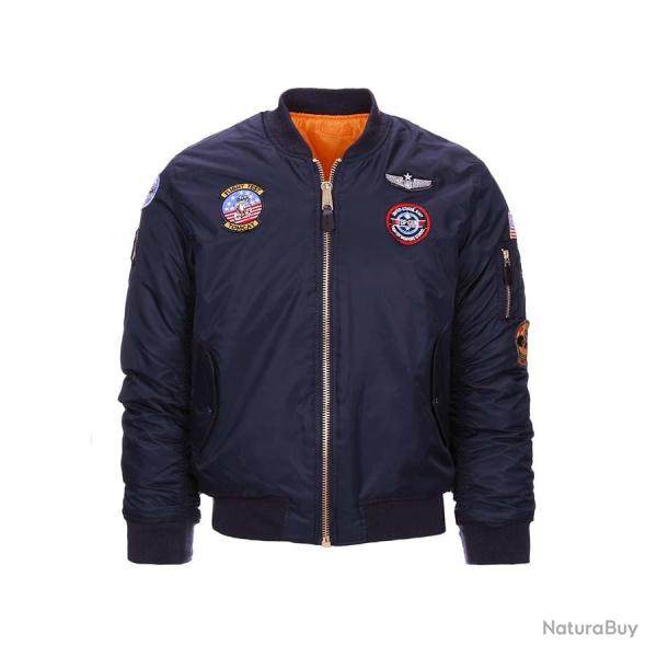 Bombers Aviateur avec �cussons pour enfant - Bleu Marine L