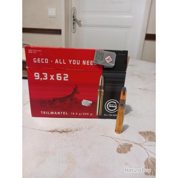 15 balles GECO 9,3 x 62 16.5 grammes 255 grains