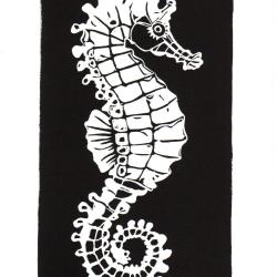 Hippocampe, linogravure originale sign&eacute;e Spada