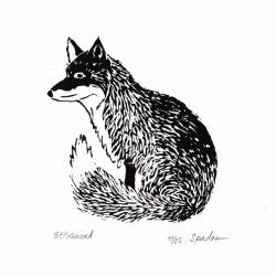 "Petit Renard", linogravure originale sign&eacute;e Spada