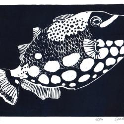"Baliste", linogravure originale sign&eacute;e Spada