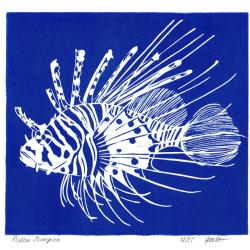 "Poisson scorpion" linogravure originale sign&eacute;e Spada
