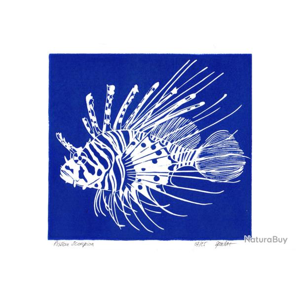 "Poisson scorpion" linogravure originale sign�e Spada