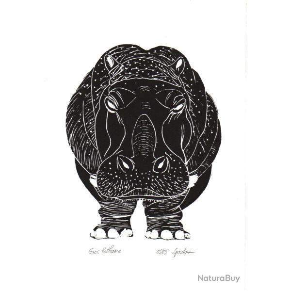 "Gros Pothame", linogravure originale sign�e Spada