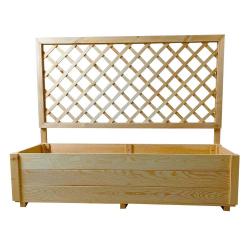 Carr&eacute; potager rectangulaire en bois de sapin avec treillis 104 cm - 98x34x104 cm