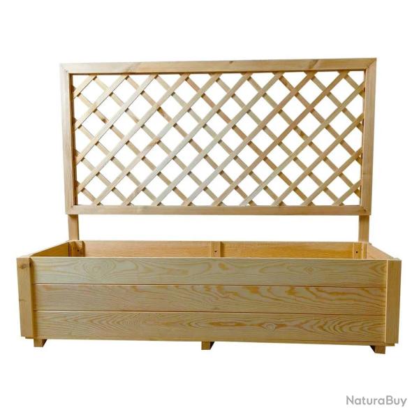 Carr� potager rectangulaire en bois de sapin avec treillis 104 cm - 98x34x104 cm