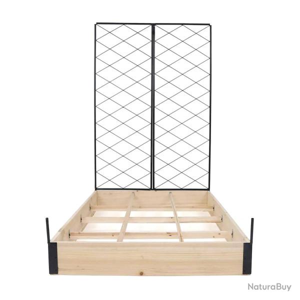 Carr� potager en bois de sapin avec treillis - 115x80x128cm