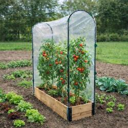 Carr&eacute; potager tomate en bois de sapin avec housse PVC - 115x30x120cm