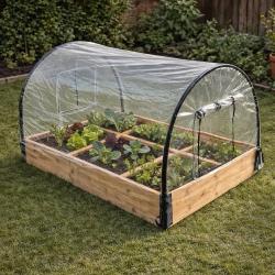 Carr&eacute; potager en bois de sapin avec housse PVC 115x80x54cm - Montage facile