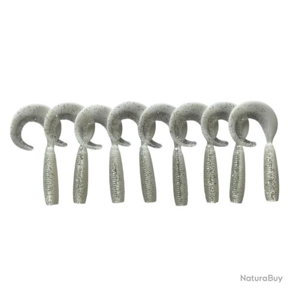 LEURRE TRZ CURLY 7CM X8 - BLANC PAILLETE - 