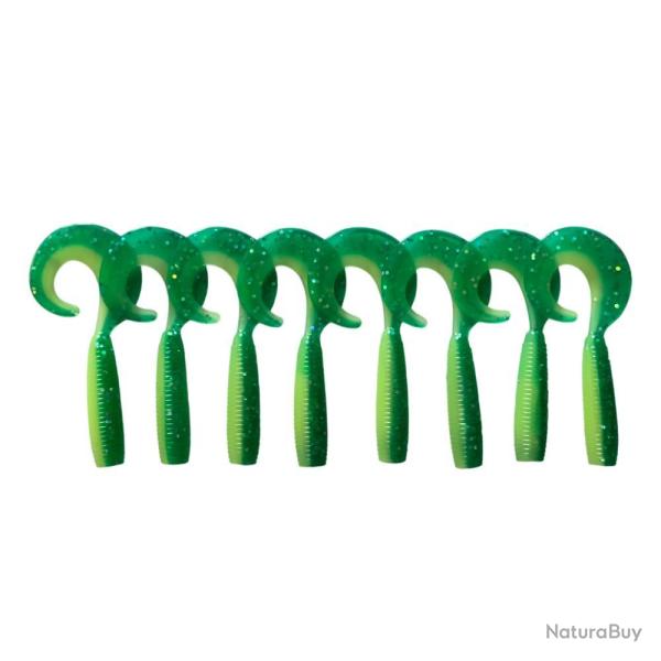 LEURRE TRZ CURLY 7CM X8 - CHARTREUSE PAILLETE - 