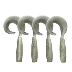 LEURRE TRZ CURLY 13CM X4 - BLANC PAILLETE - 