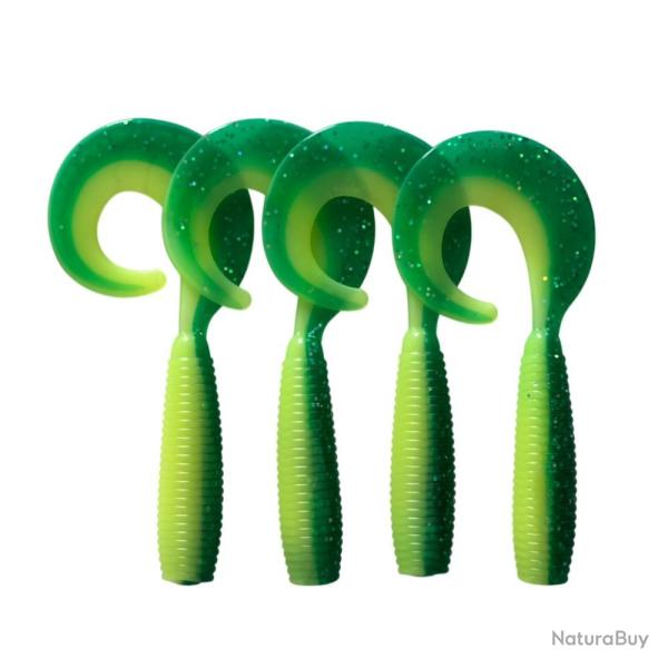 LEURRE TRZ CURLY 13CM X4 - CHARTREUSE PAILLETE - 