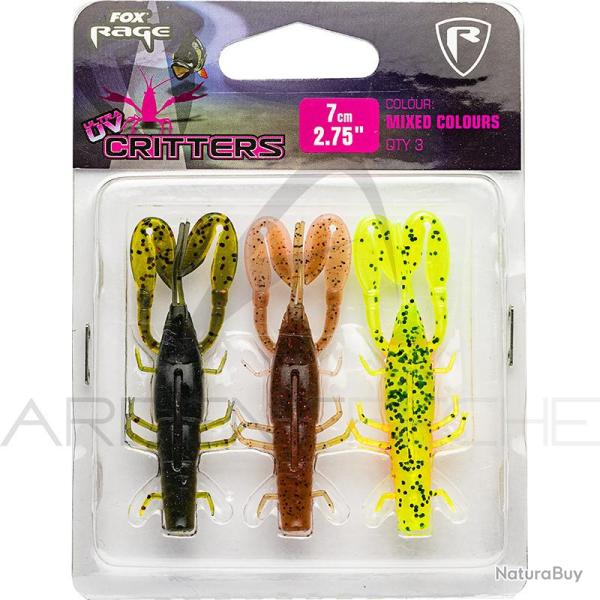Leurre souple FOX RAGE Critter Ultra UV mixed colour pack 7cm