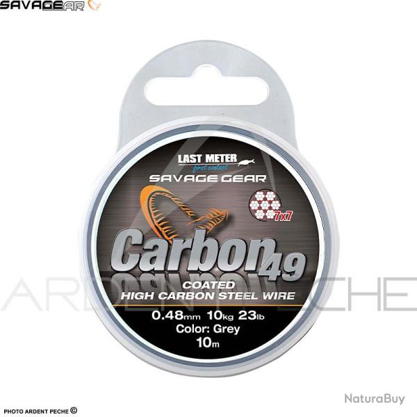 Tresse acier inox SAVAGE GEAR Carbon49 Steelwire 10m 16kg
