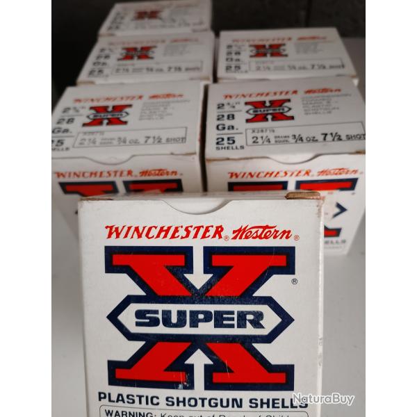 Cartouches Super X Winchester Cal 28 Pb 7.5 6 bo�tes plus 20 cartouches et une bo�te de Pb 6 .