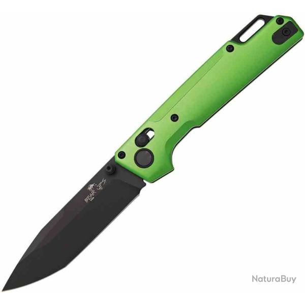 Couteau Bear Ops Nekama Lame Tanto Acier 14C28N Black Manche Alu Green Slidelock USA BCMC1000ALGR -