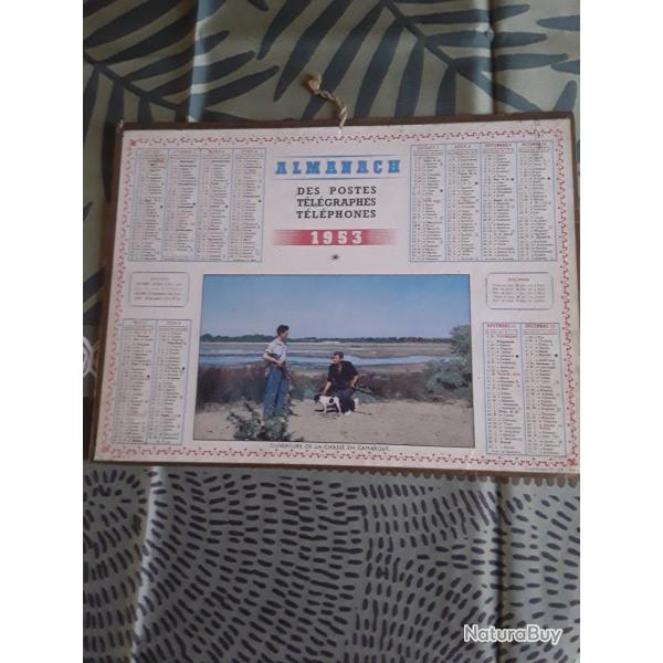 Calendrier des PTT/1953/sujet chasse/carte d�p�t Sarthe.