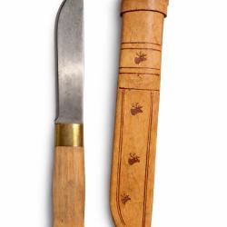 Couteau traditionnel norv&eacute;gien KnySmed Stromeng AS - Avec &eacute;tui en cuir d'origine