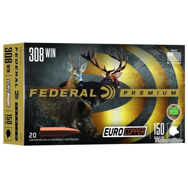 Cartouches Federal Premium Euro Copper Calibre 308 Win 150 Grains