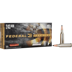 Cartouches Federal Premium Ogive Trophy Copper Calibre 243 Win 85 Grains
