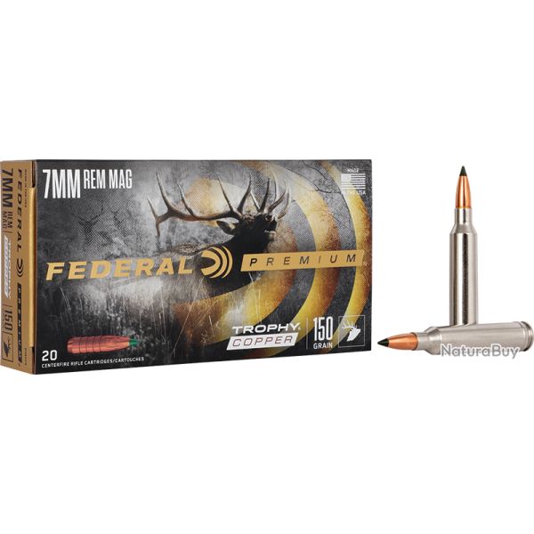 Cartouches Federal Premium Ogive Trophy Copper Calibre 7Mm Rm 150 Grains