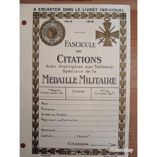 Carte de citations militaire 14.18