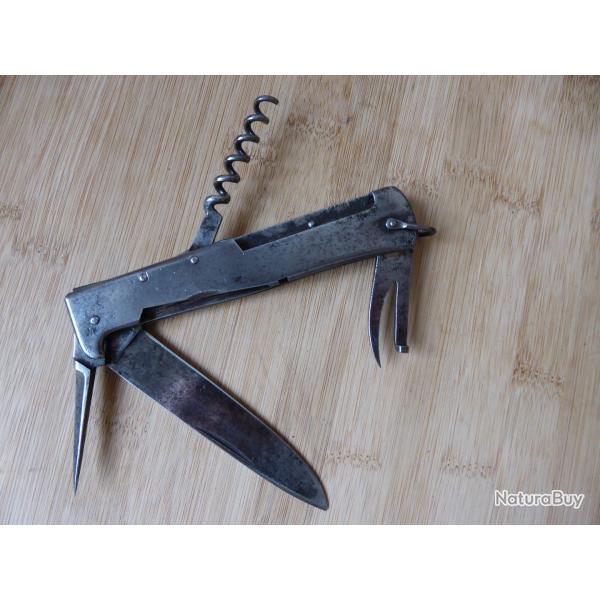 Couteau ancien multifonctions "MERCATOR D.R.G.M" 4 pi�ces collection militaire GUSSTHAL GERMANY